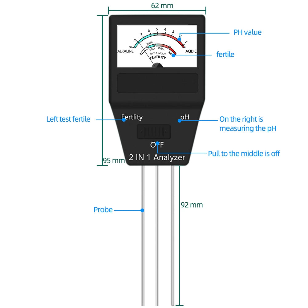 2-in-1 Soil Moisture PH Meter Acidity Humidity Tester