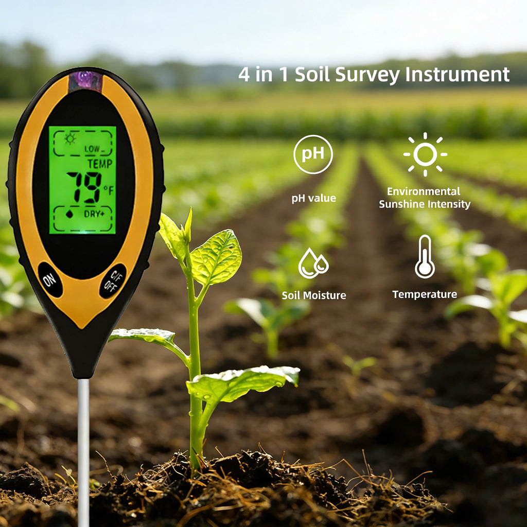4-in-1 Soil Tester Meter For PH Moisture Temperature