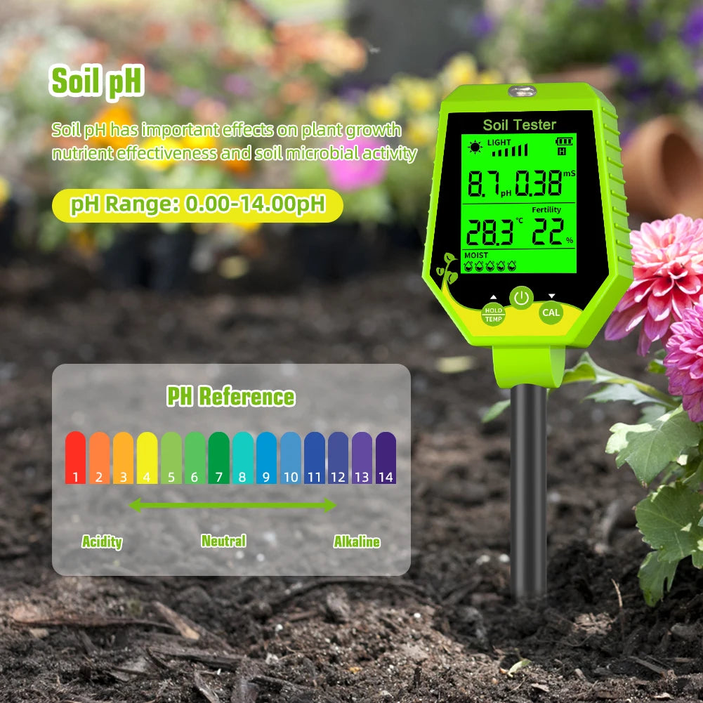 6-in-1 Multifunction Soil Meter Digital PH Tester Ec/light/moisture…