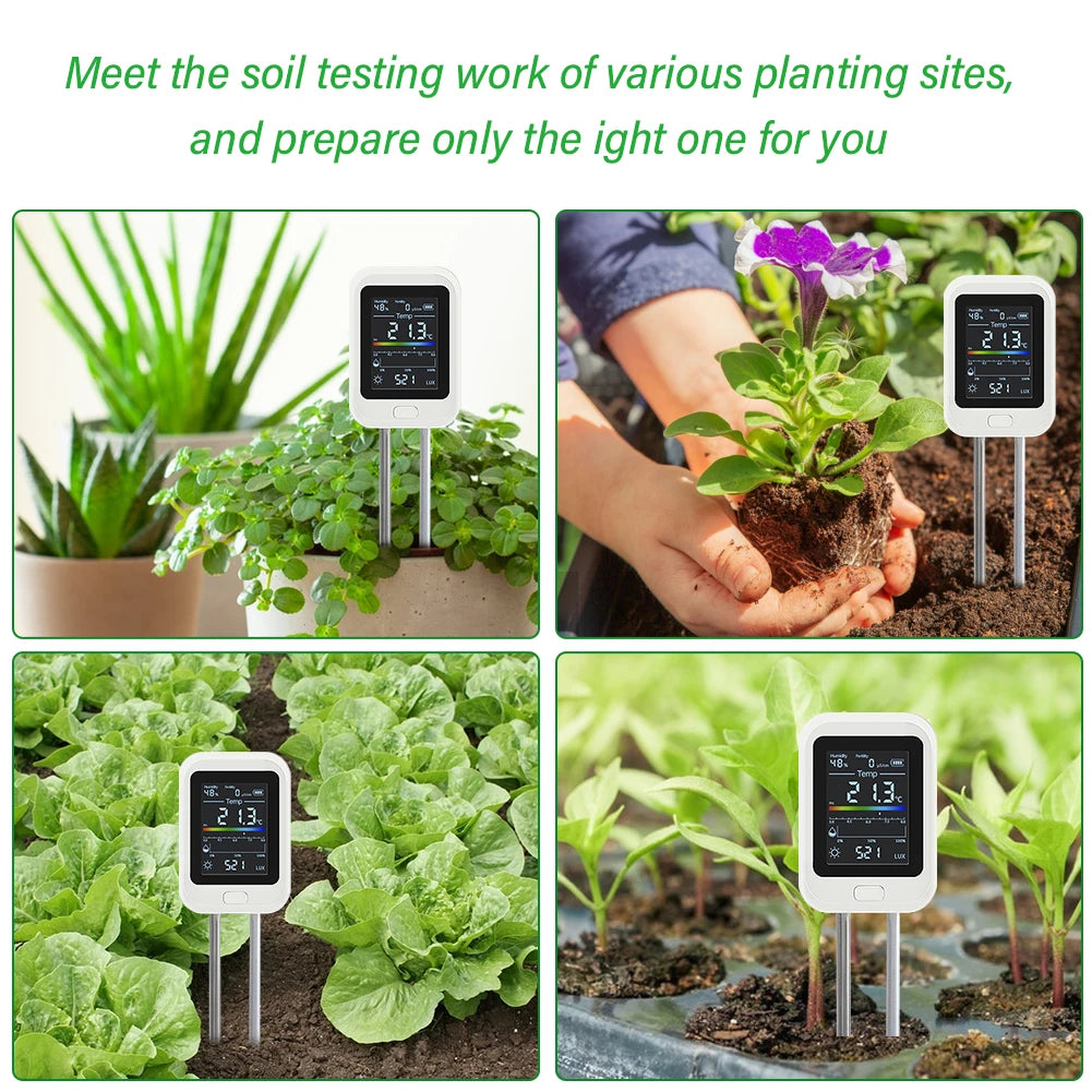 YIERYI 6-in-1 Rechargeable Soil PH Tester Moisture/fertility/sunlig…