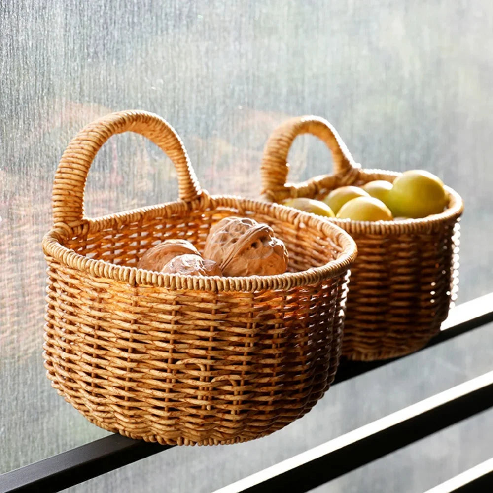 Home Hanging Woven Storage Basket Hand-Woven Wall Basket