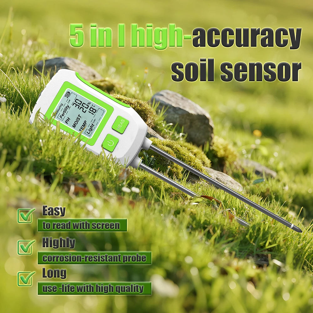 6-in-1 LCD Soil Tester PH Moisture Temperature Humidity