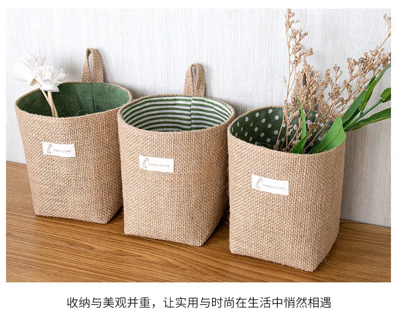 Jute Linen Basket Storage Organizer Jute Basket For
