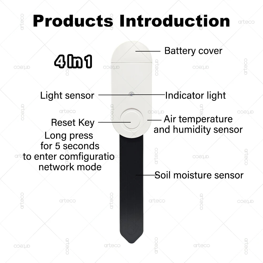 Zigbee 4-in-1 Smart Soil Tester — Illuminance Temperature