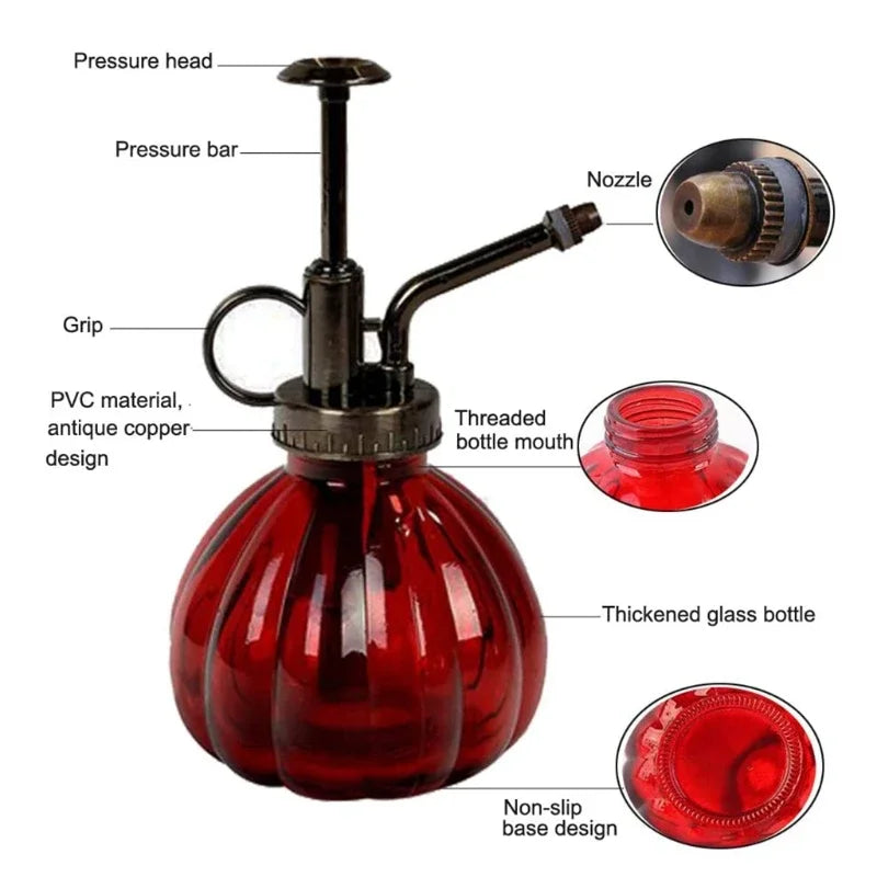 Glass Watering Can Pot Vintage Plant Mister Pressure