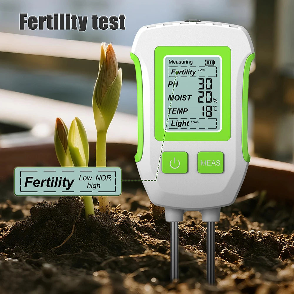6-in-1 LCD Soil Tester PH Moisture Temperature Humidity