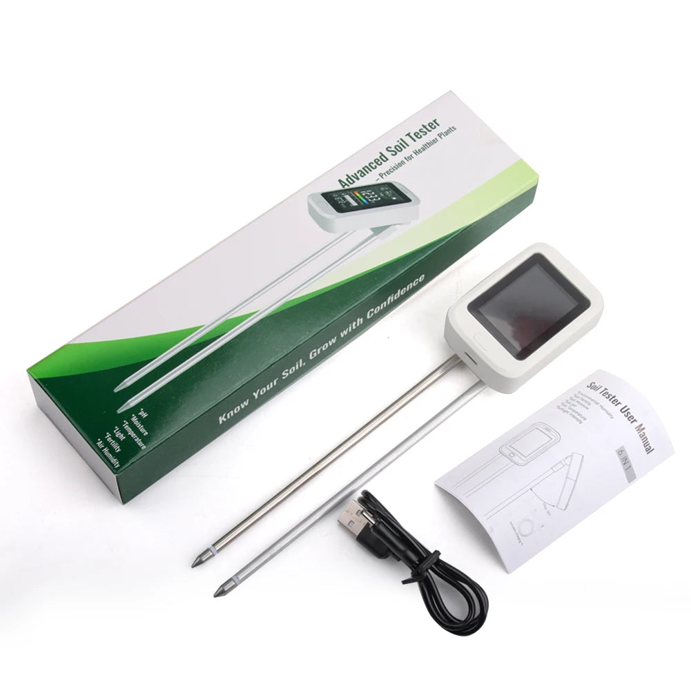 YIERYI 6-in-1 Rechargeable Soil PH Tester Moisture/fertility/sunlig…