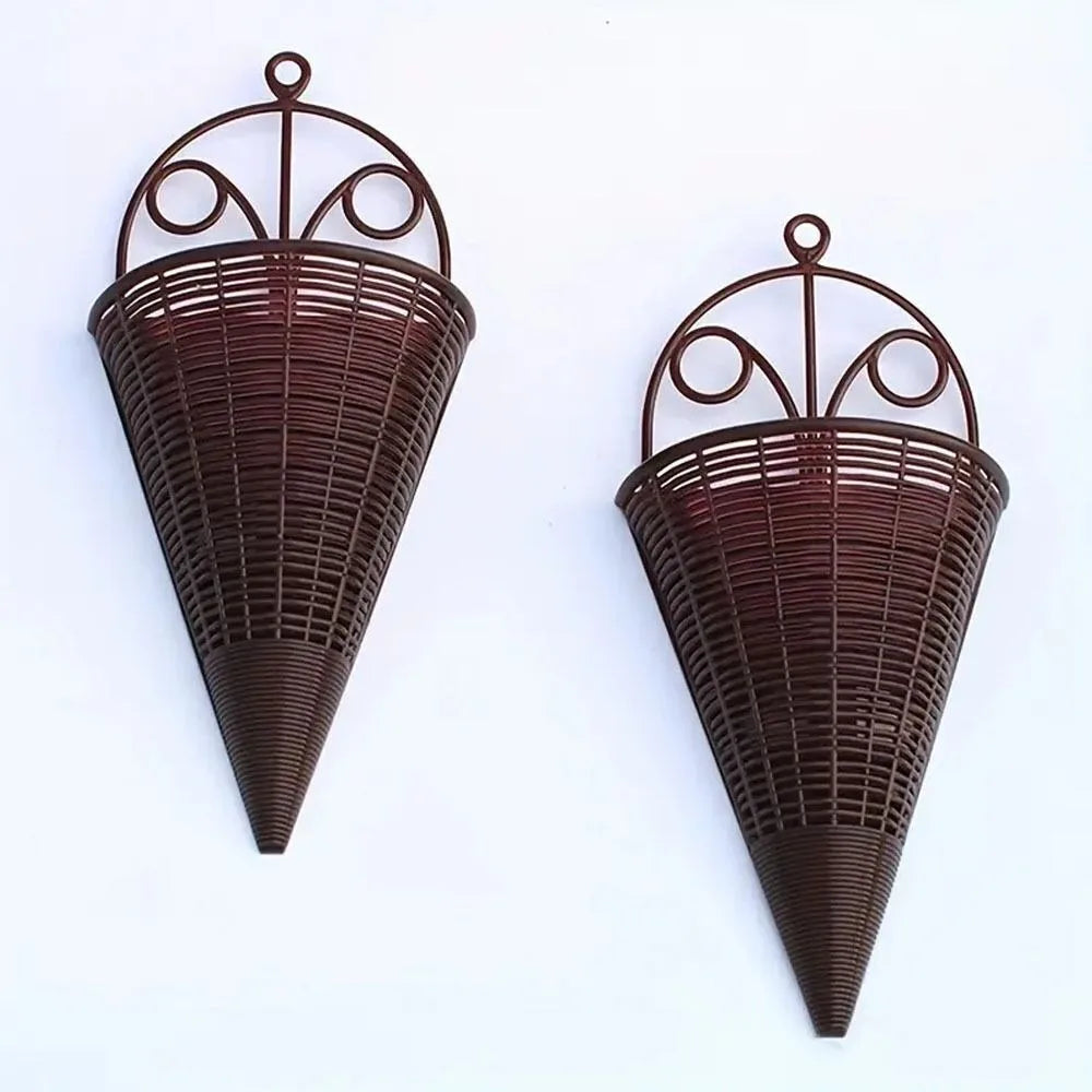 Plastic Hanging Flower Basket Fan-Shaped Pattern Durable Art