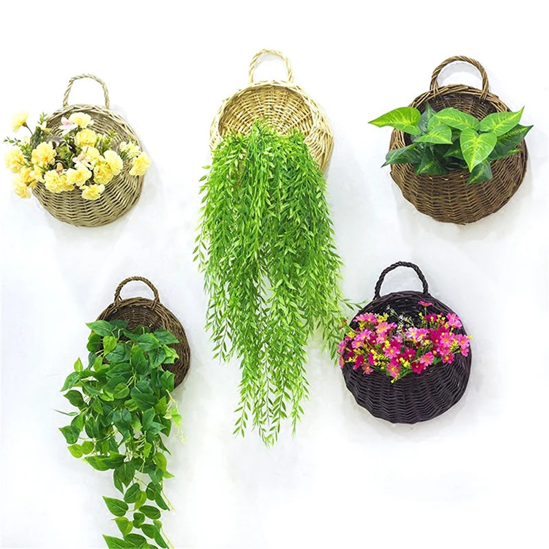 Flower Planter Wall Hanging Wicker Rattam Basket Garden