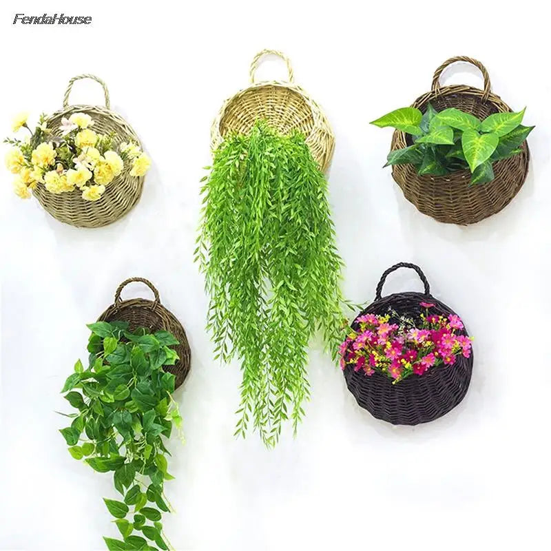 Wall Hanging Flower Planter Wicker Rattam Basket Garden