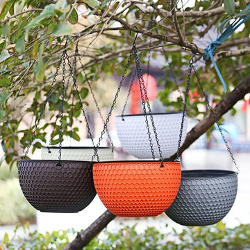 Plastic Imitation Weaving Flower Pot Self Absorbent Outdoor