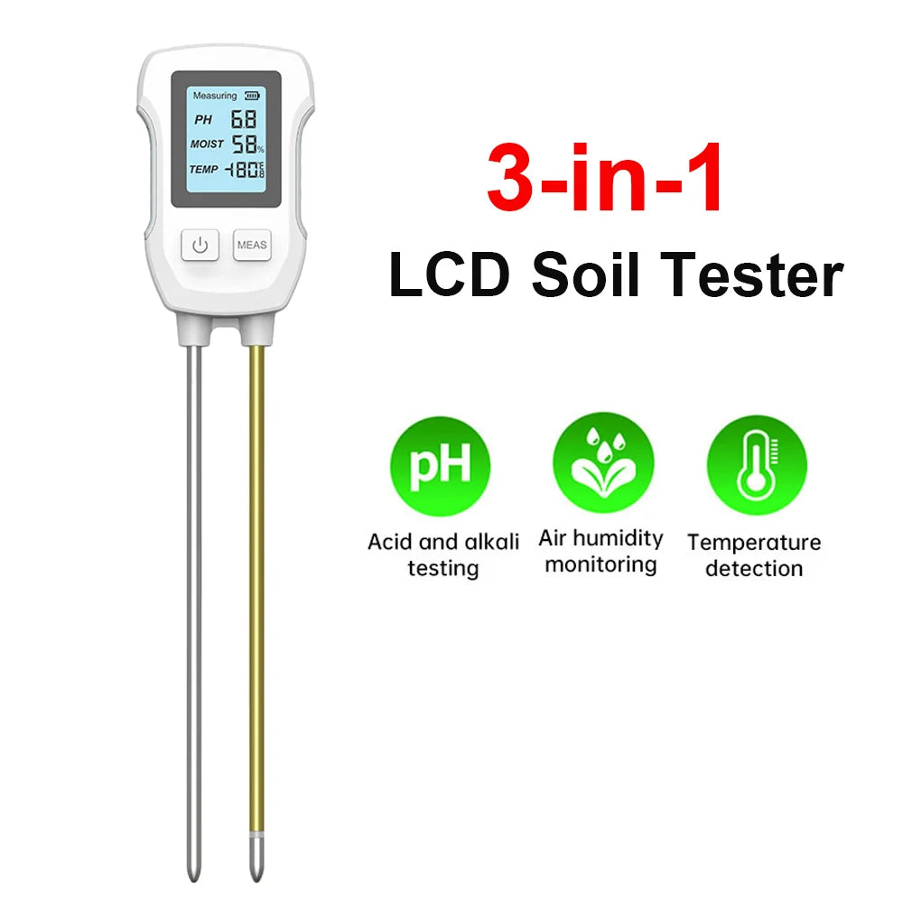 6-in-1 LCD Soil Tester PH Moisture Temperature Humidity
