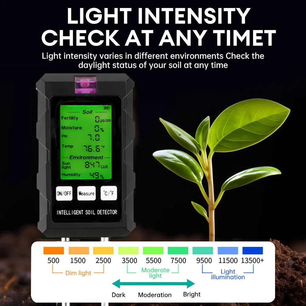 6-in-1 LCD Soil Tester PH Moisture Temperature Humidity
