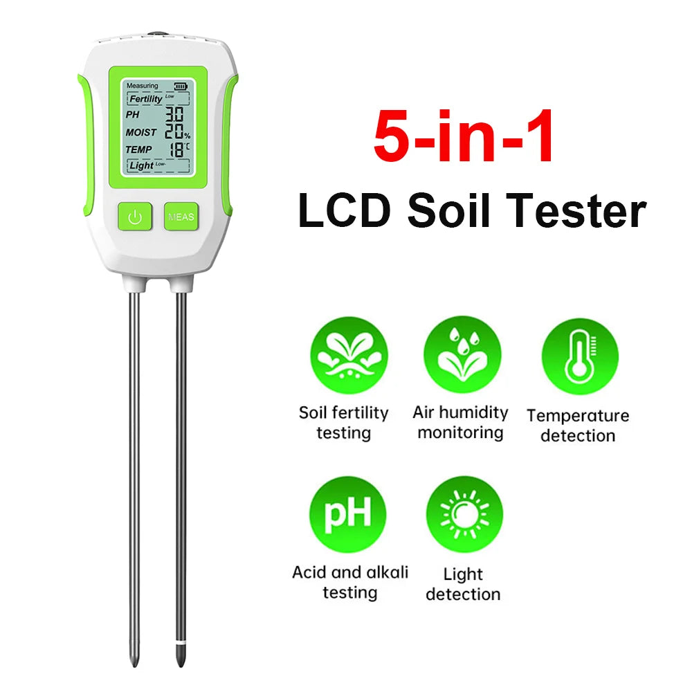 6-in-1 LCD Soil Tester PH Moisture Temperature Humidity