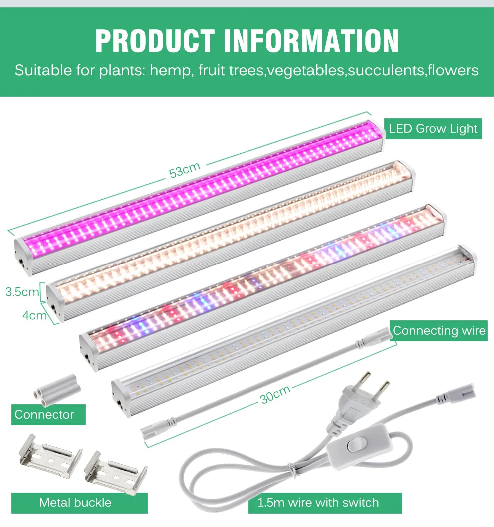 Full Spectrum LED Growth Tube 4000K/Purple/Sunlight Plant