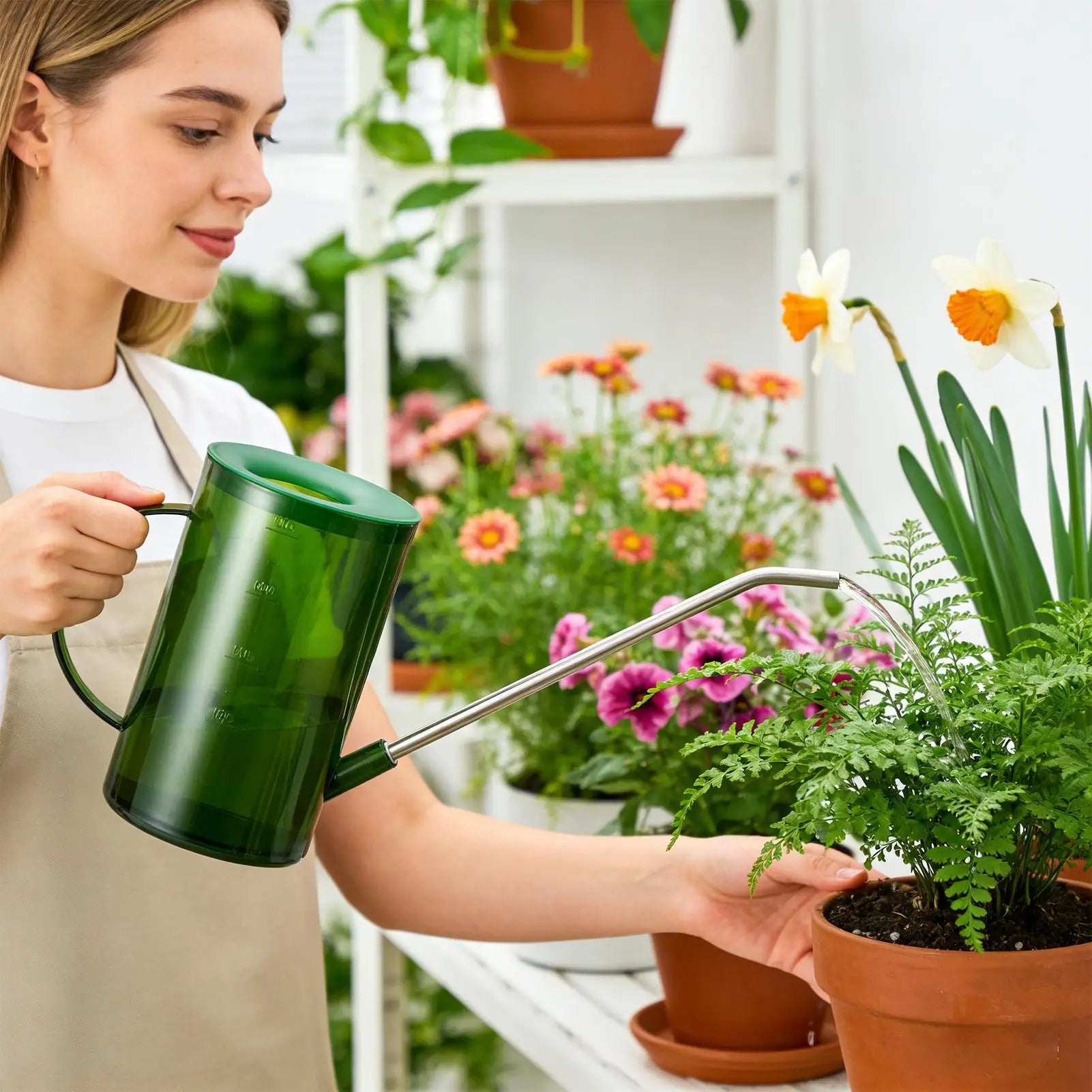 Watering Can Indoor 1L Clear Plastic Long Spout