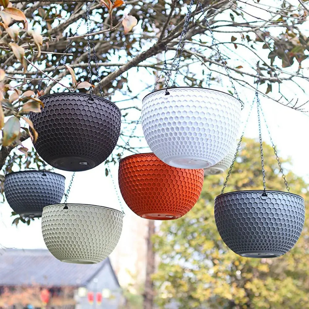 Plastic Imitation Weaving Flower Pot Self Absorbent Outdoor