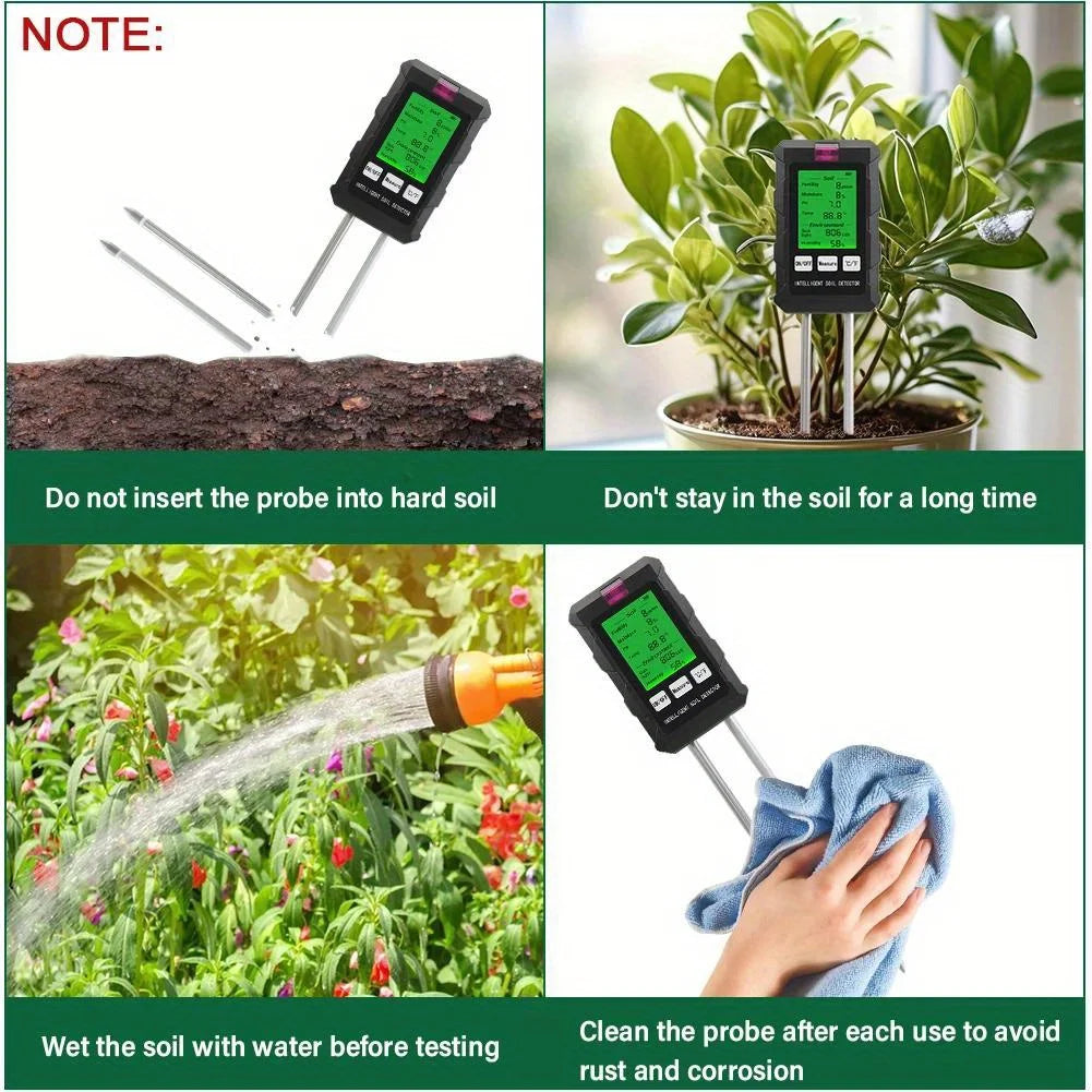 6-in-1 Multifunction Soil Meter Digital Hygrometer PH Tester