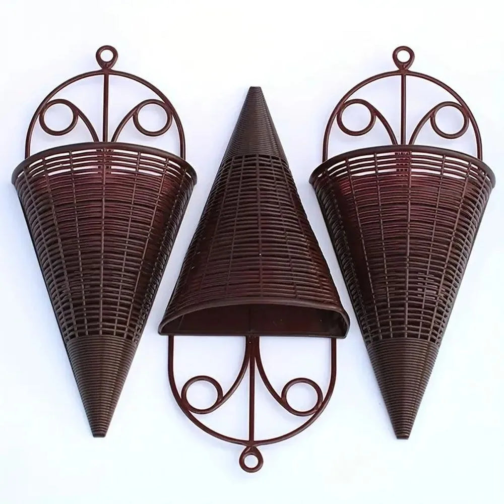 Plastic Hanging Flower Basket Fan-Shaped Pattern Durable Art