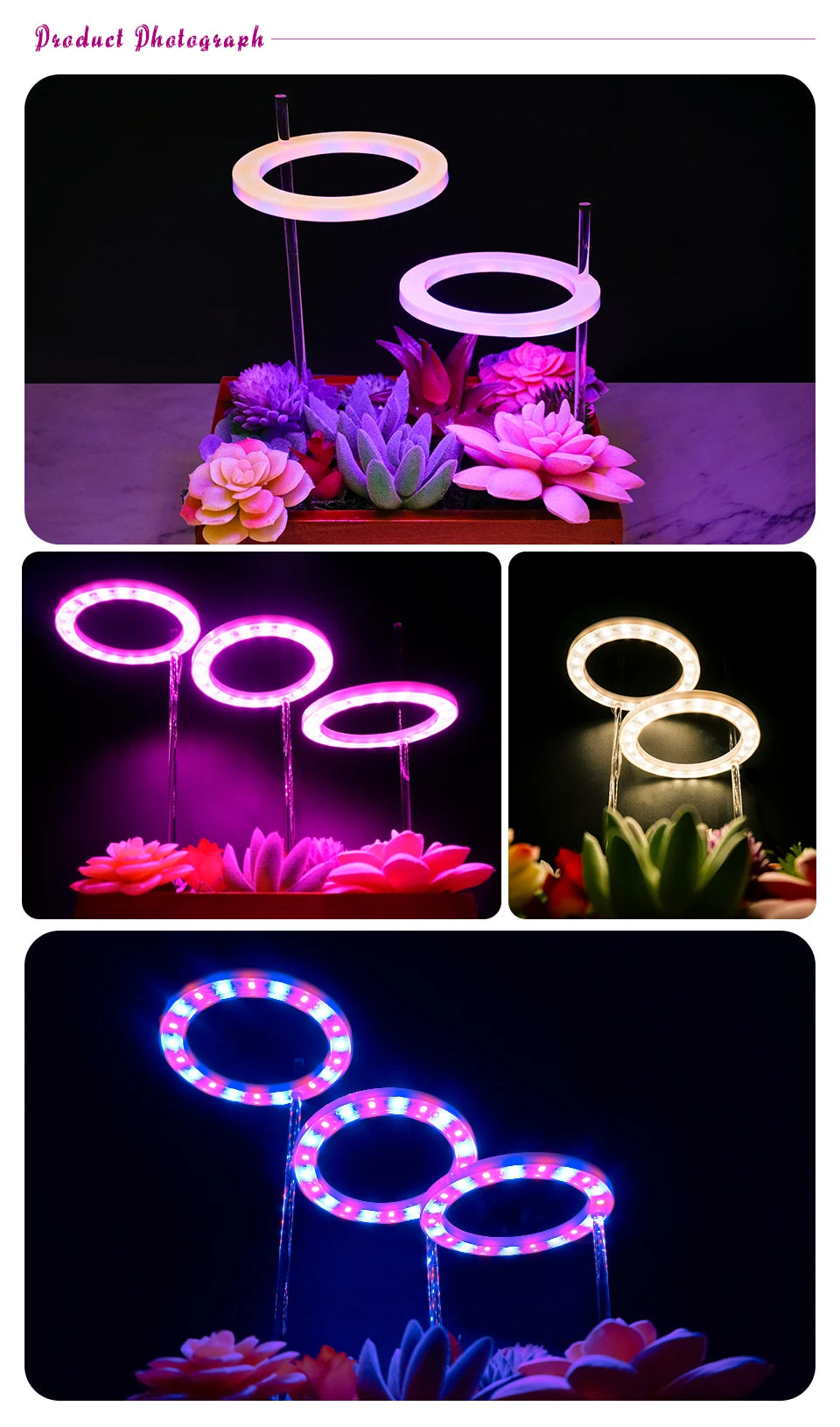LED Ring Grow Lights Indoor Plants Full