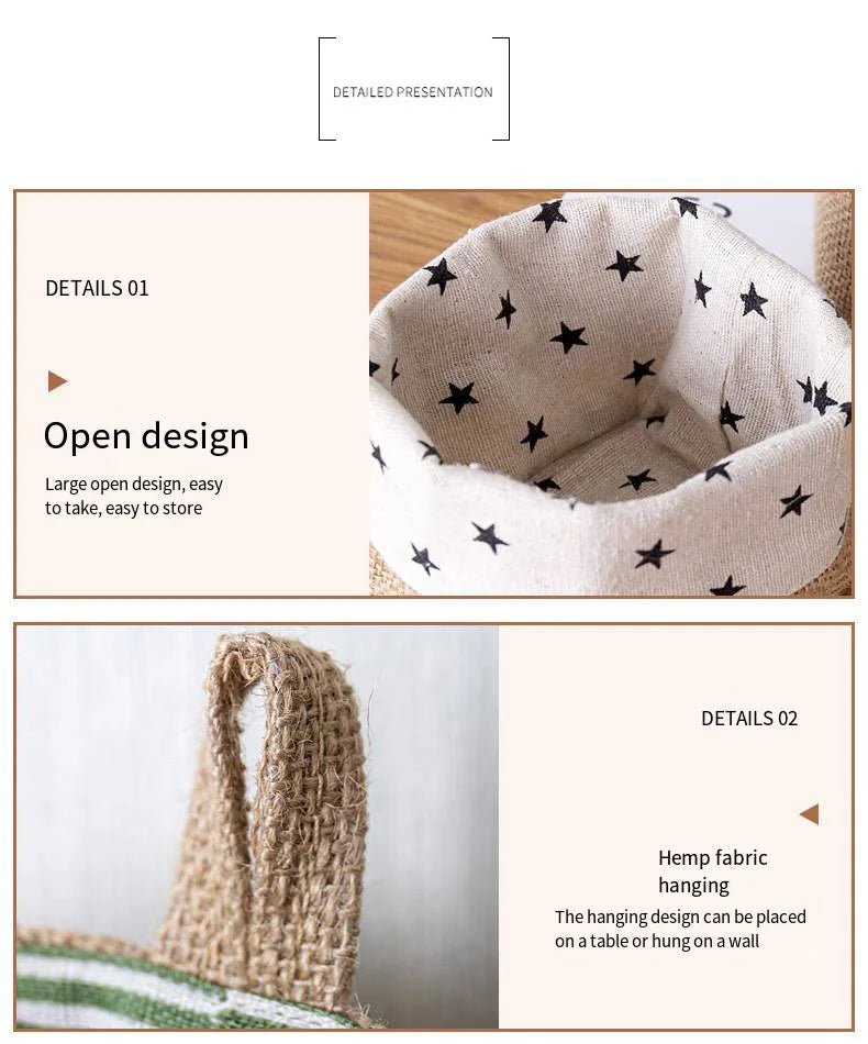Jute Linen Basket Storage Organizer Jute Basket For