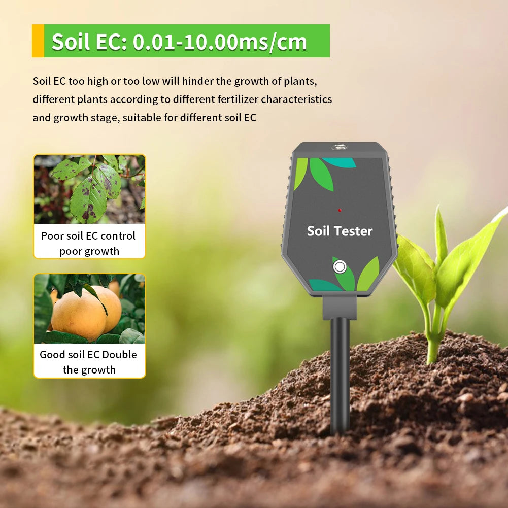 6-in-1 Multifunction Soil Meter Digital PH Tester Ec/light/moisture…