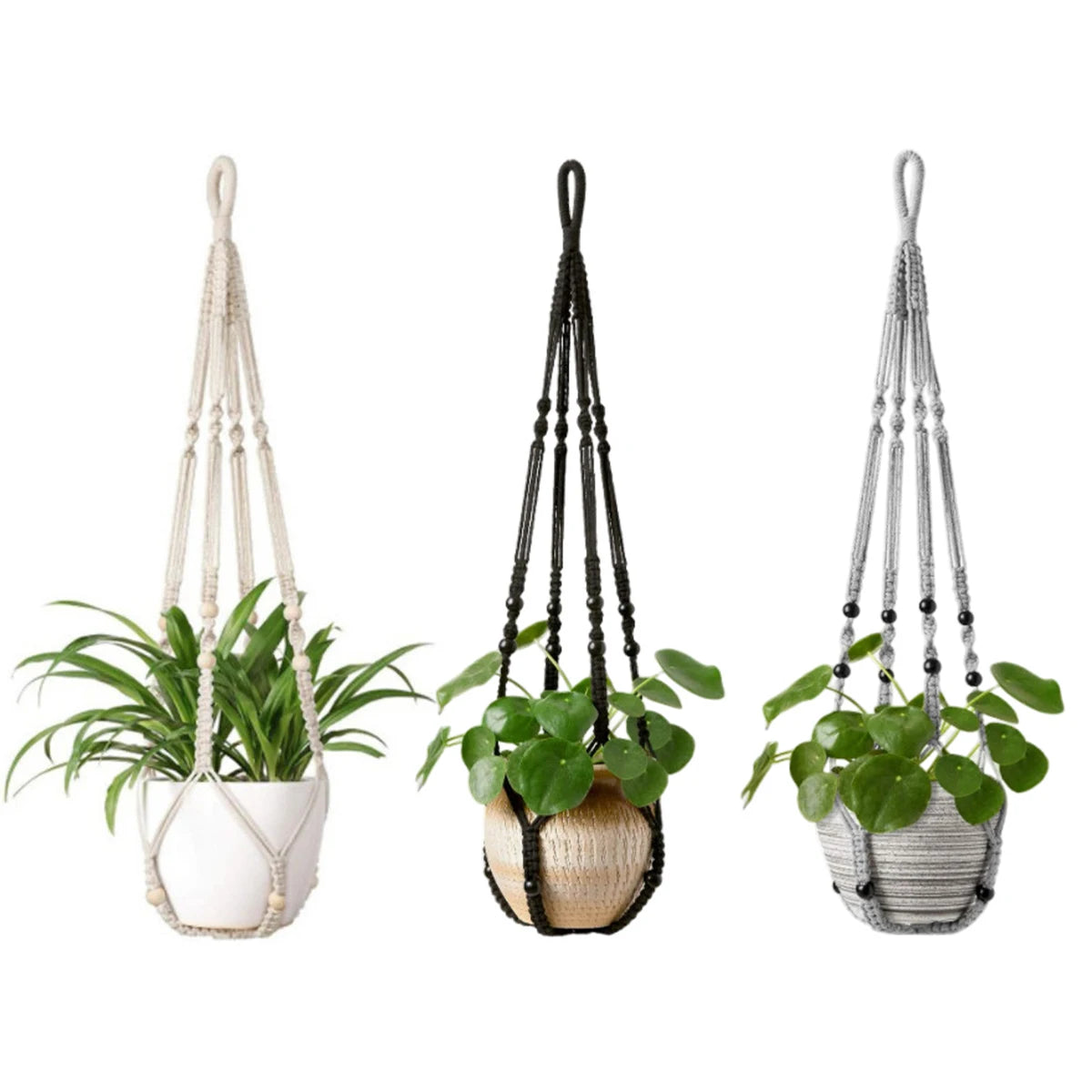 Gardening Green Plant Hanging Basket Cotton Rope Hanger