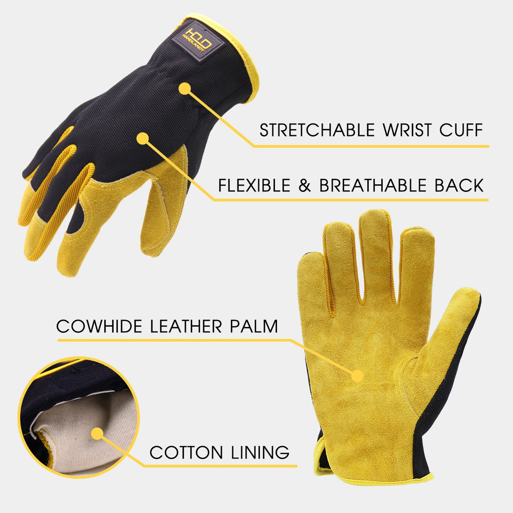 HANDLANDY Men Leather Gardening Gloves