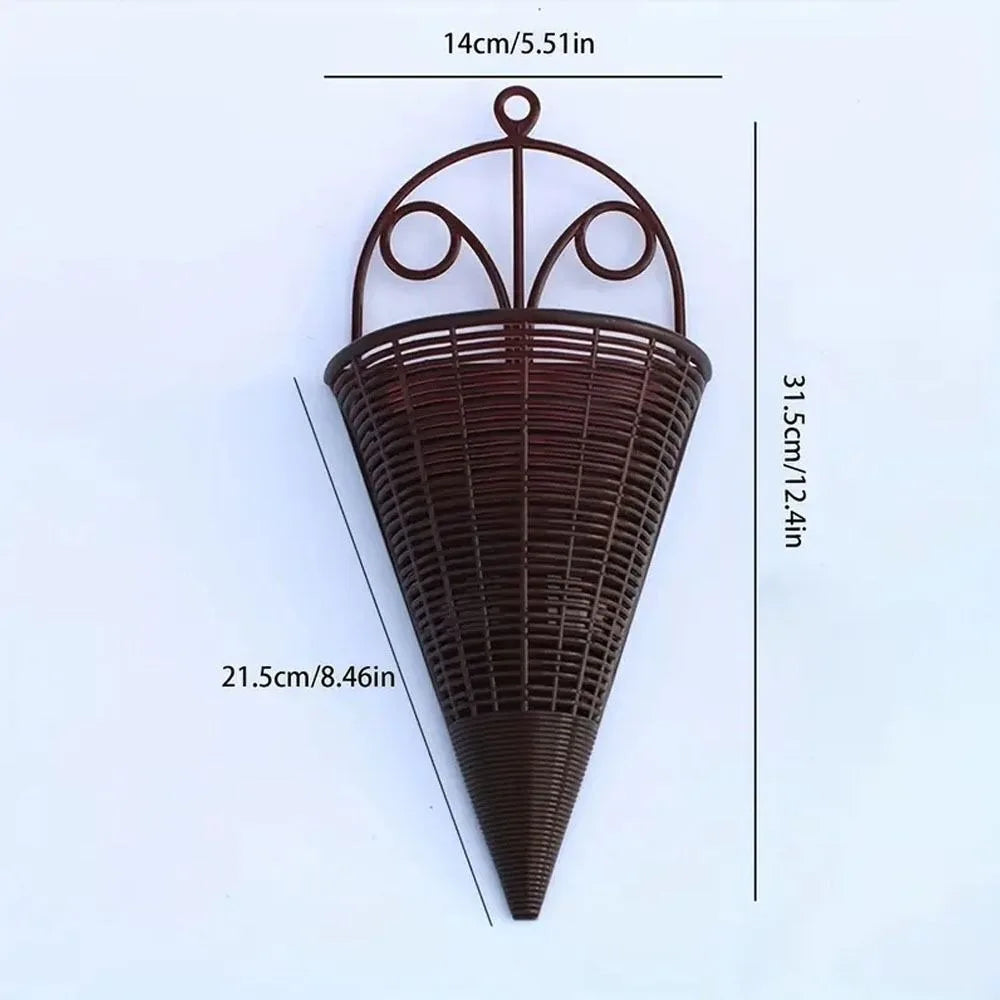Plastic Hanging Flower Basket Fan-Shaped Pattern Durable Art