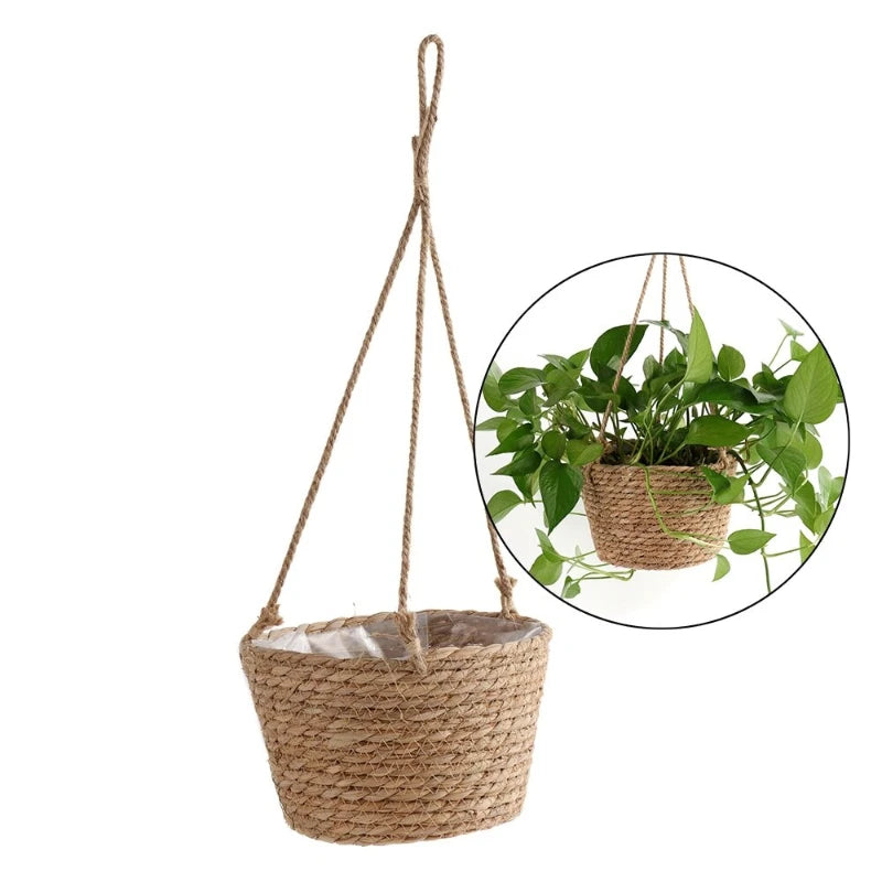 Garden Hanging Planter Macrame Plant Storage Basket Jute