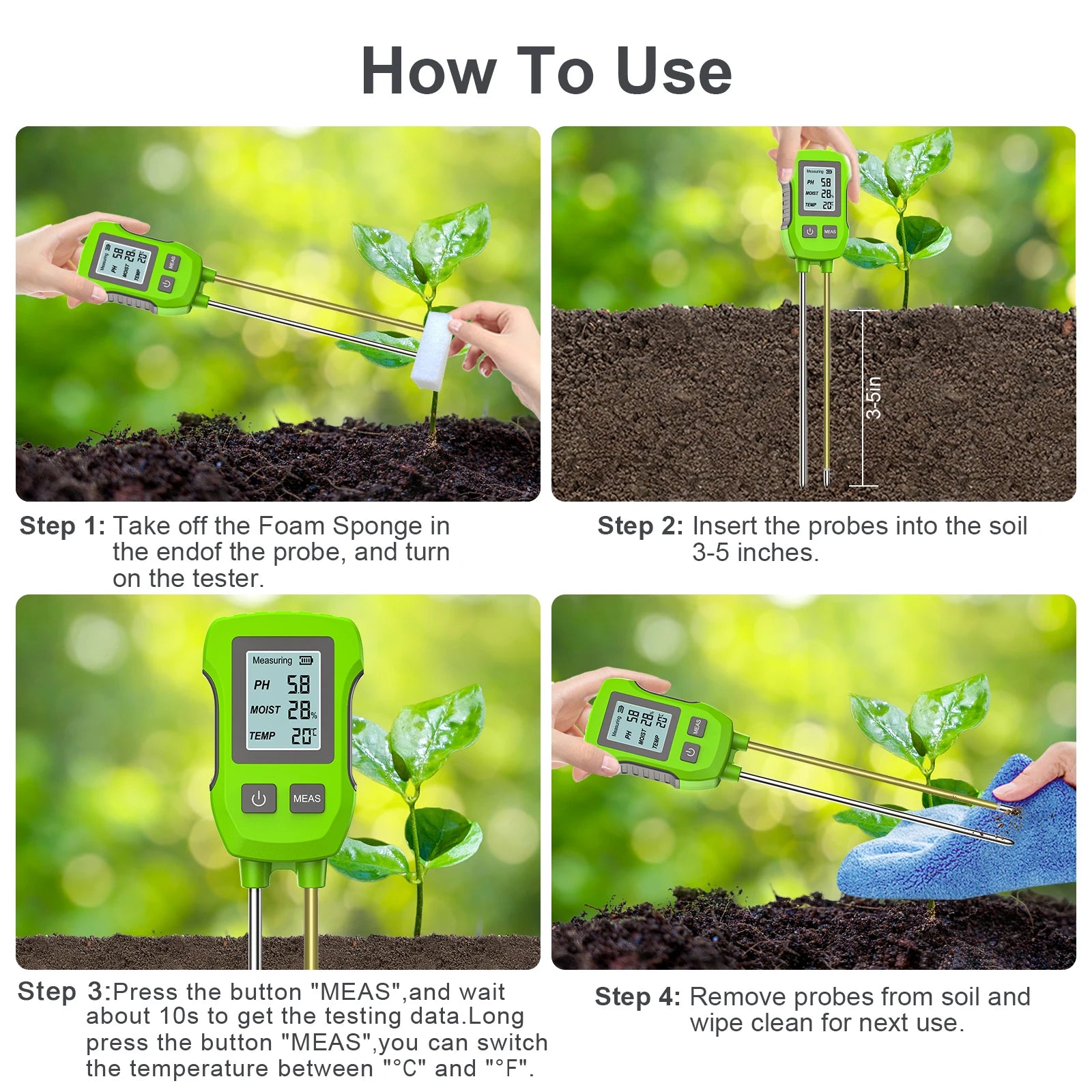 Digital Soil Tester Ph/moisture/temperature High Accuracy Soil Meter