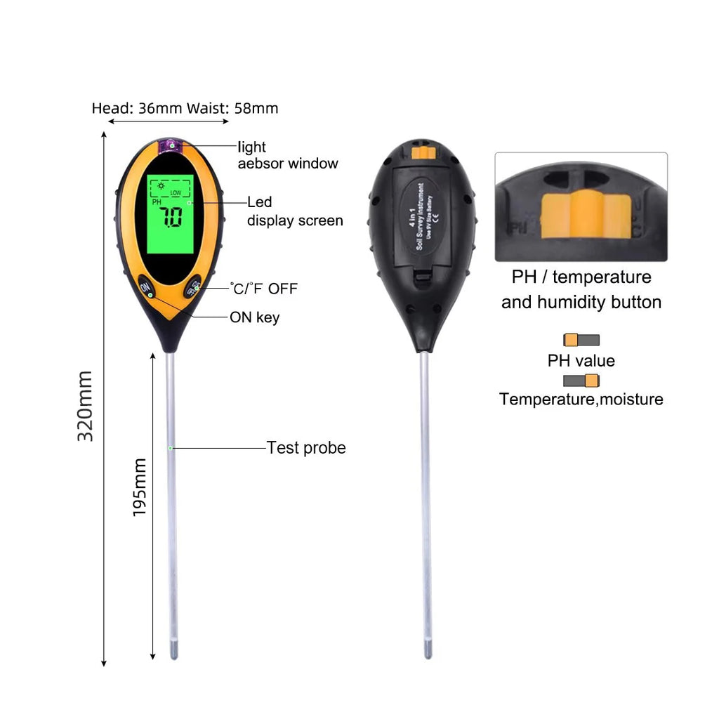 3-in-1 Soil PH Meter PH Light Moisture Acidity