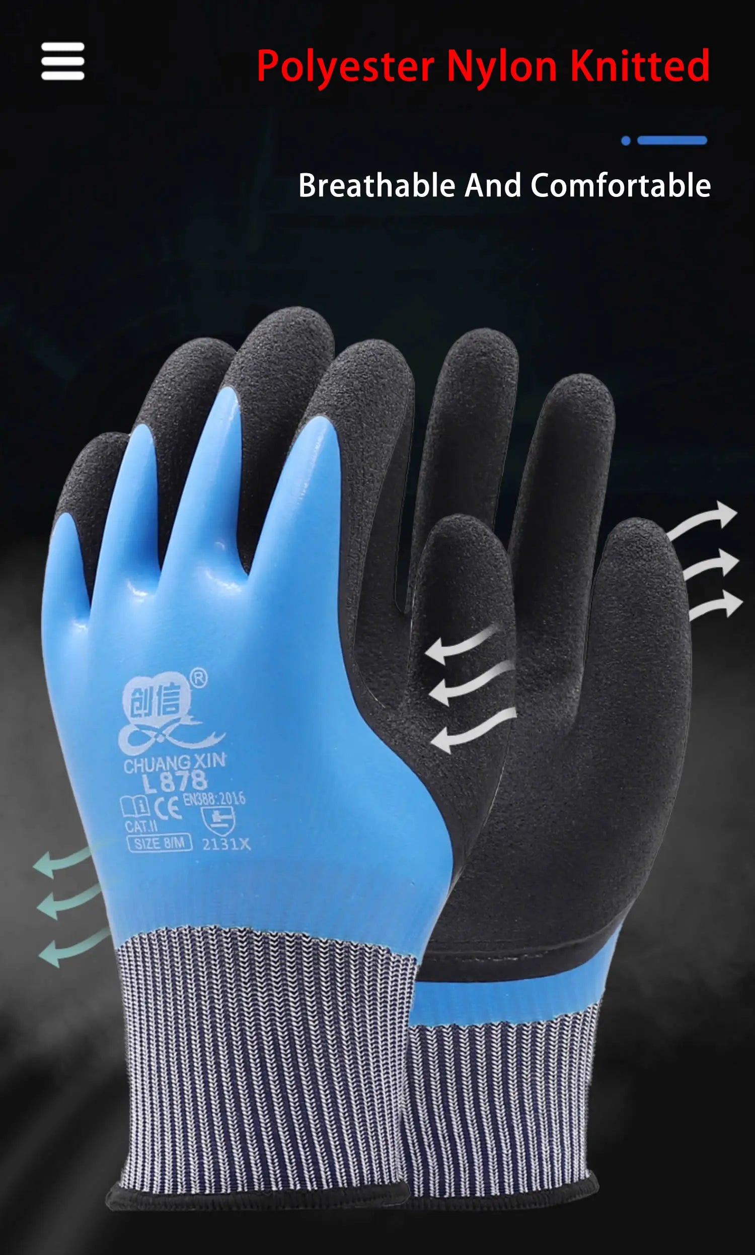 1Pair Winter Thermal Gloves Waterproof Work Safety