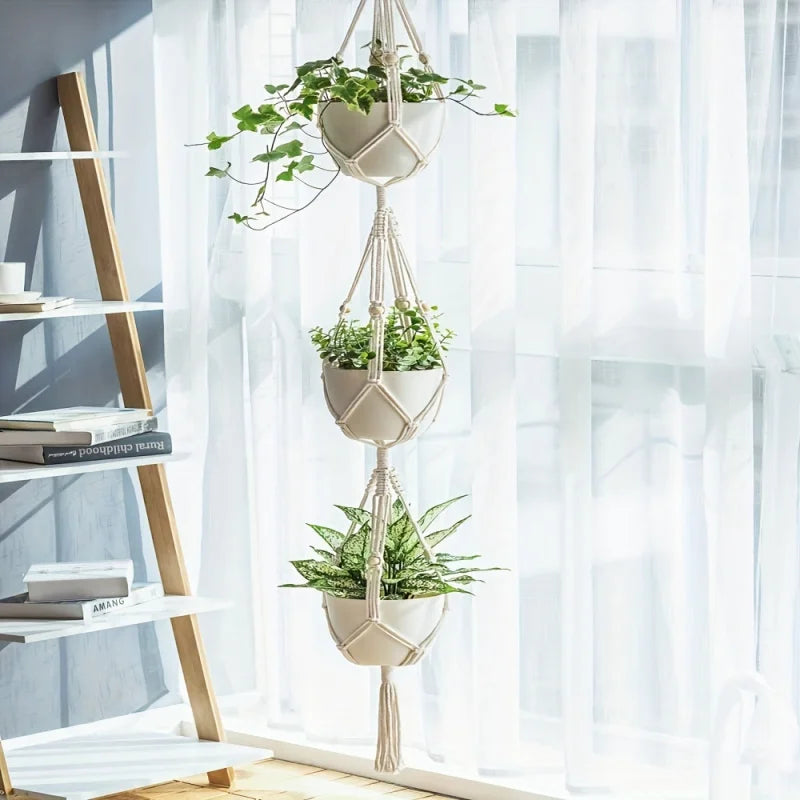 Macrame Double Plant Pendant Indoor Outdoor