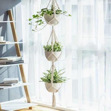 Macrame Double Plant Pendant Indoor Outdoor