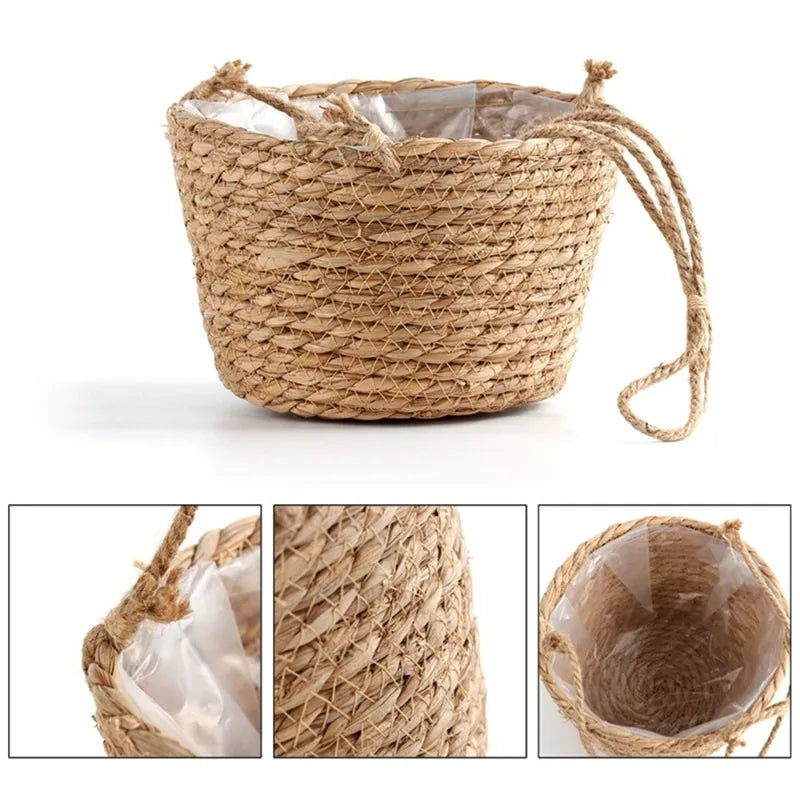 Garden Hanging Planter Macrame Plant Storage Basket Jute