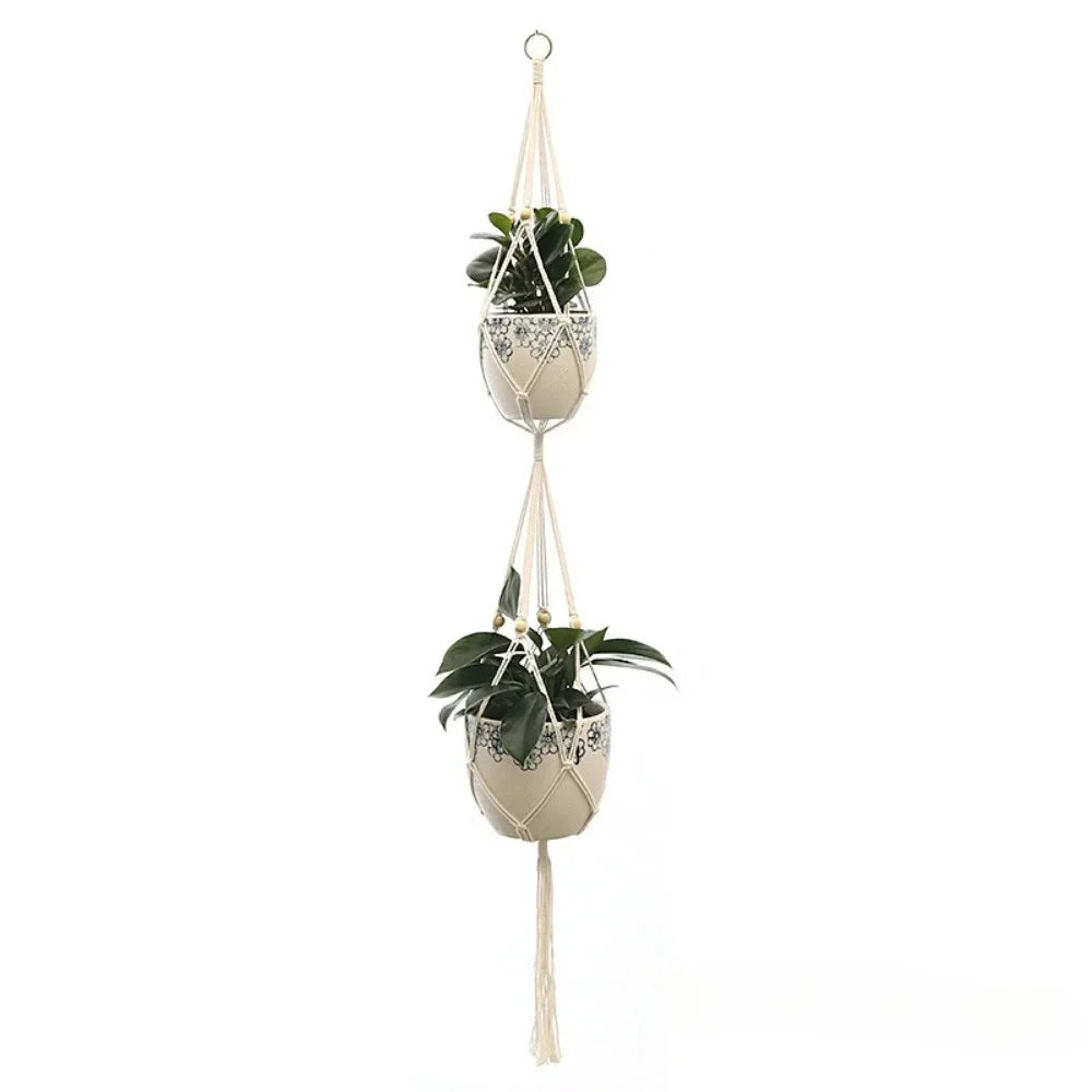 Handmade Macrame Flower Pot Wall Decor Courtyard Garden