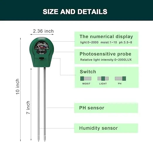 3-in-1 Soil PH Tester PH Light Moisture Acidity