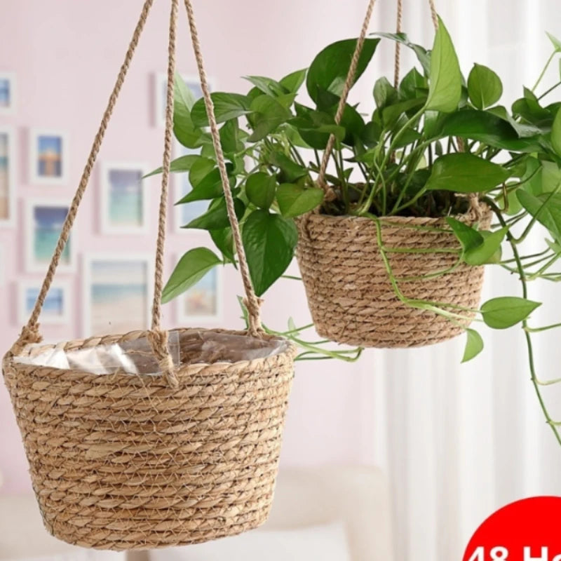 Garden Hanging Planter Macrame Plant Storage Basket Jute
