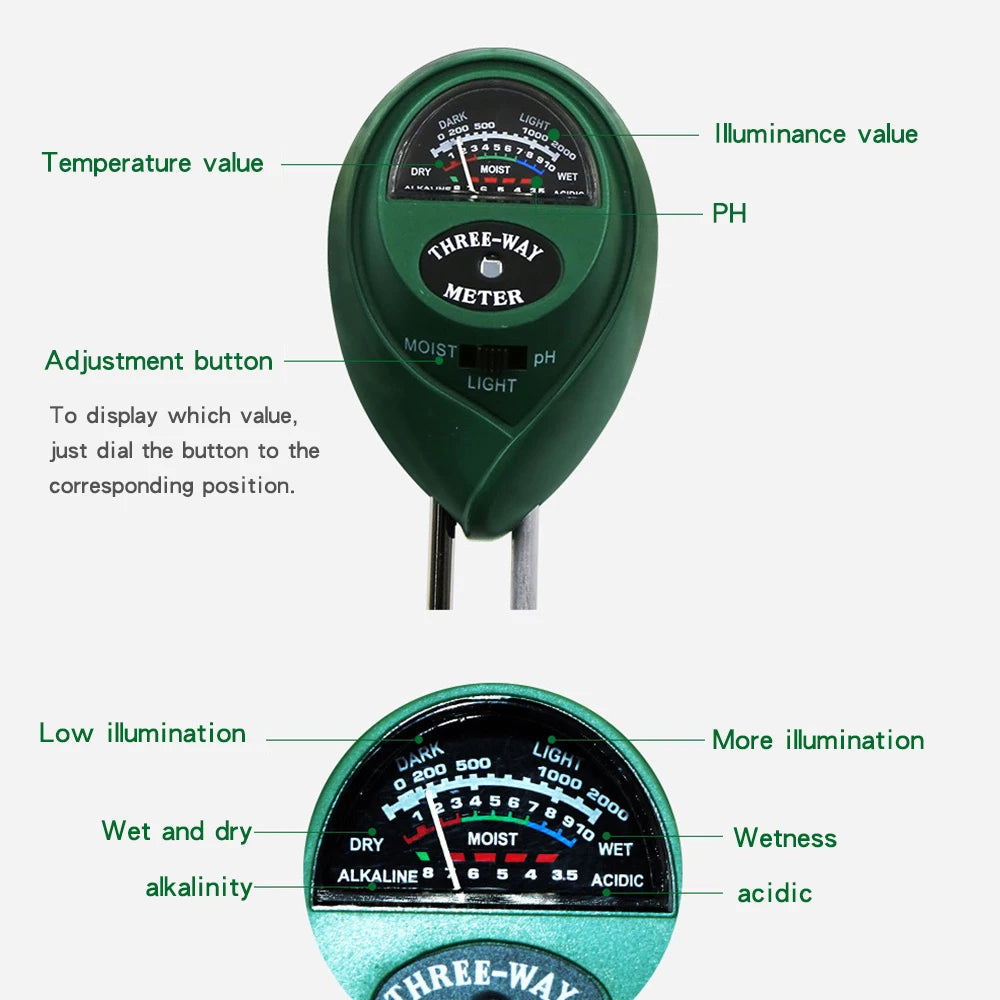 3-in-1 Garden PH Meter Sunlight Soil PH Tester