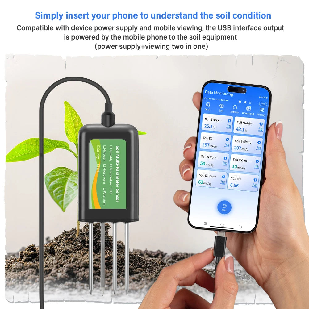 8-in-1 Soil Sensor For Agriculture PH EC Moisture
