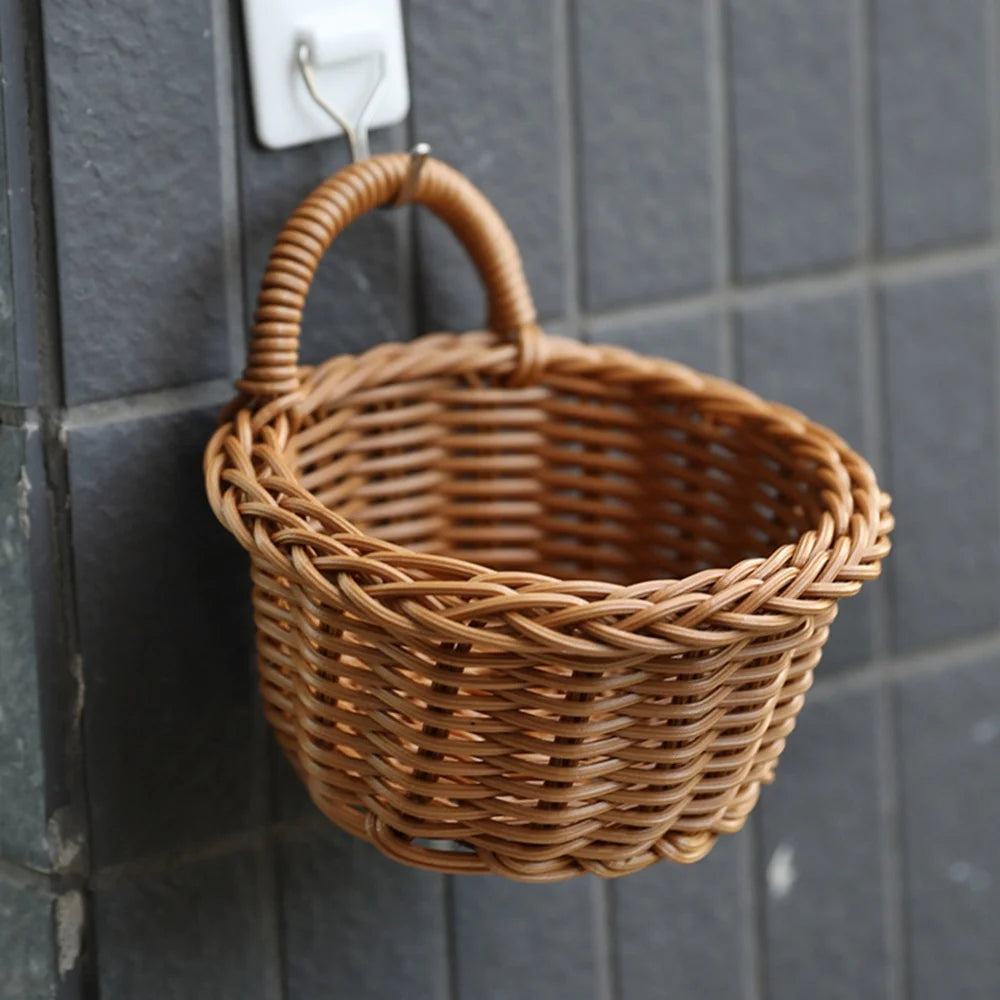 Home Hanging Woven Storage Basket Hand-Woven Wall Basket