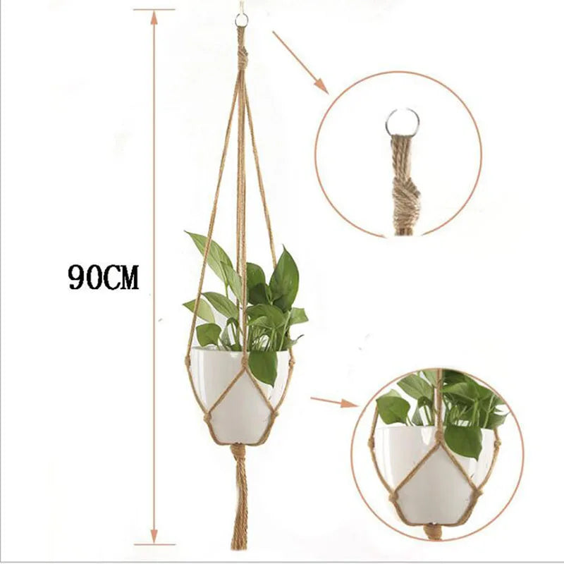 Garden Hanging Planter Macrame Plant Storage Basket Jute