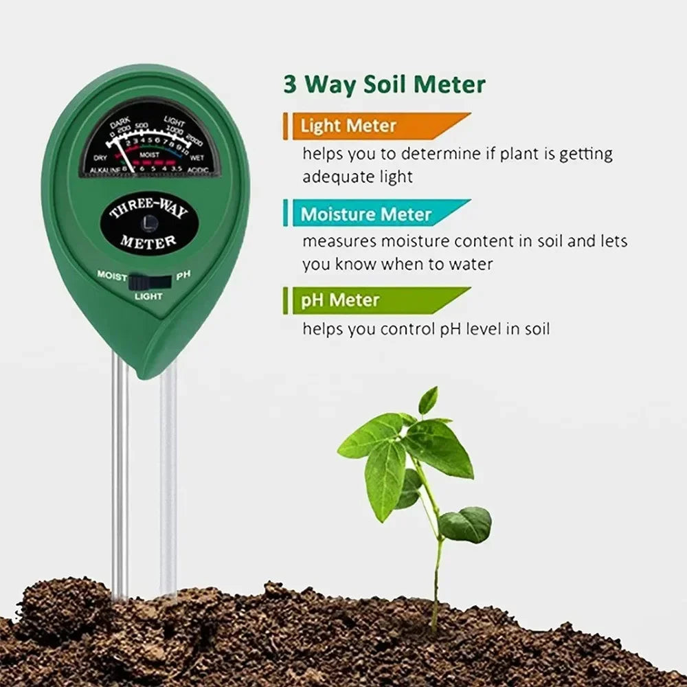 3-in-1 Soil Moisture Meter – No Battery Sunlight