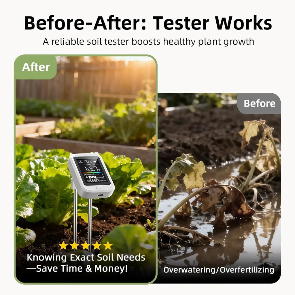 6-in-1 Soil PH Tester Double Needle Ambient Humidity