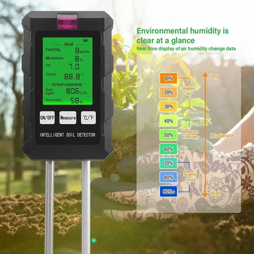 6-in-1 Multifunction Soil Meter Digital Hygrometer PH Tester