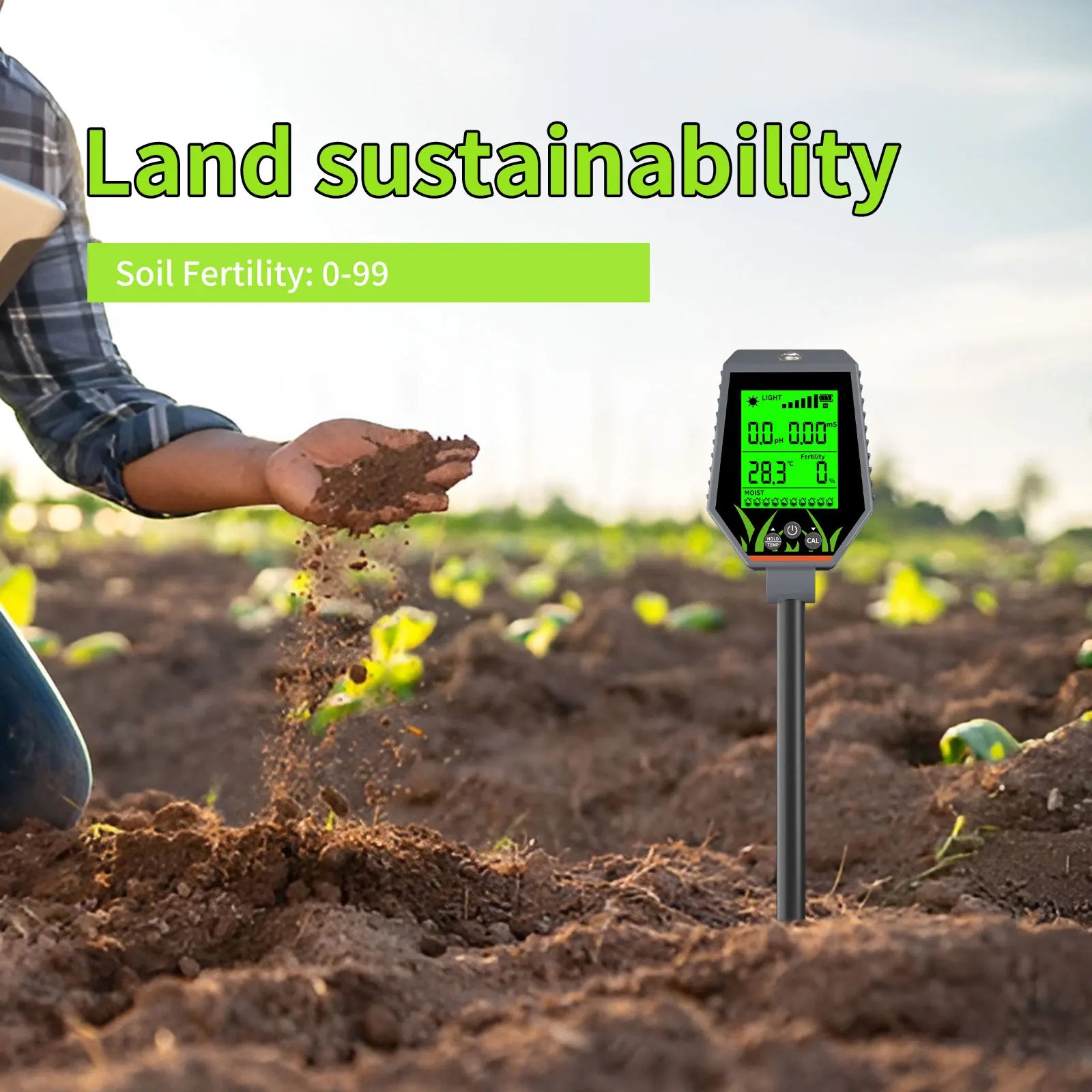 6-in-1 Multifunction Soil Meter Digital PH Tester Ec/light/moisture…