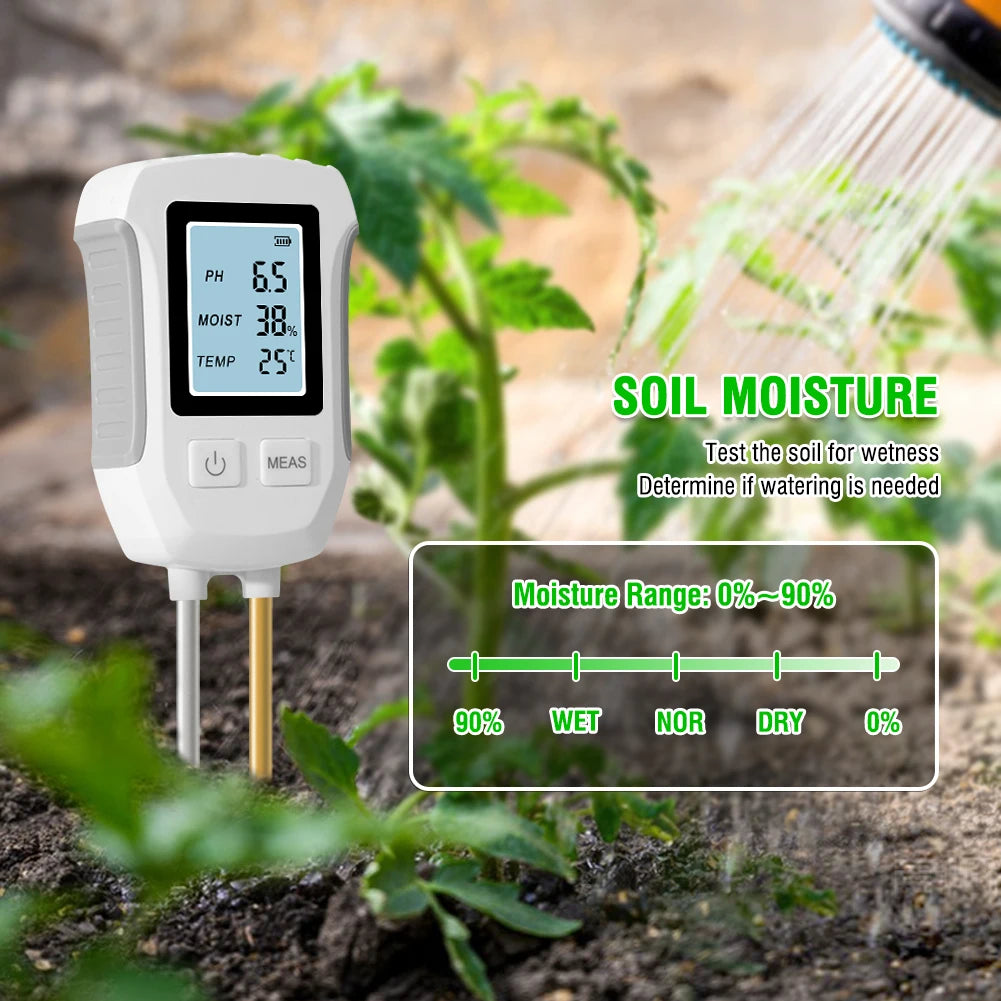 YIERYI Soil Meter Digital PH Moisture Fertility Light