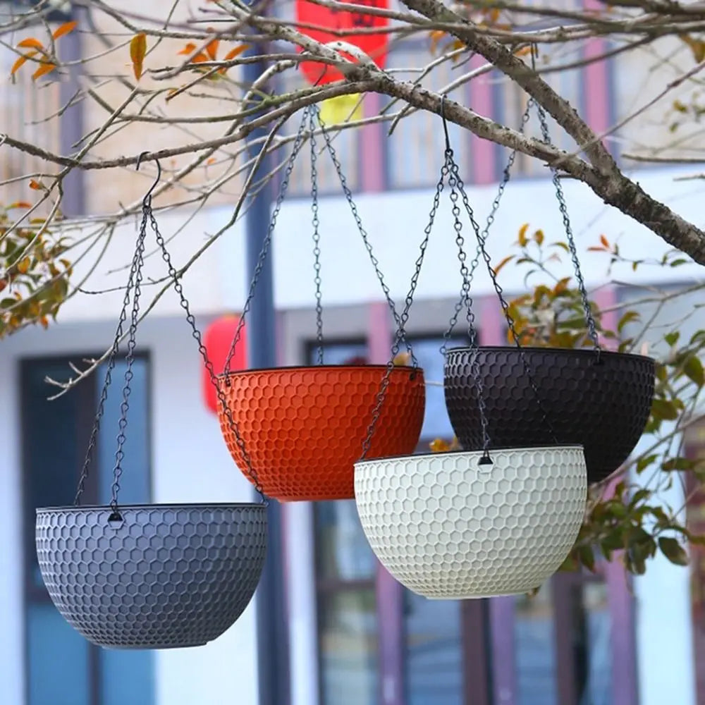 Plastic Imitation Weaving Flower Pot Self Absorbent Outdoor
