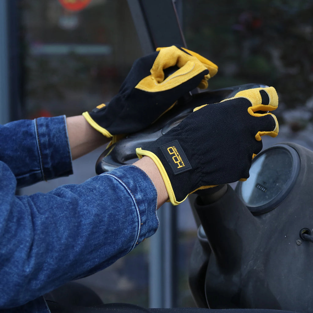 HANDLANDY Men Leather Gardening Gloves